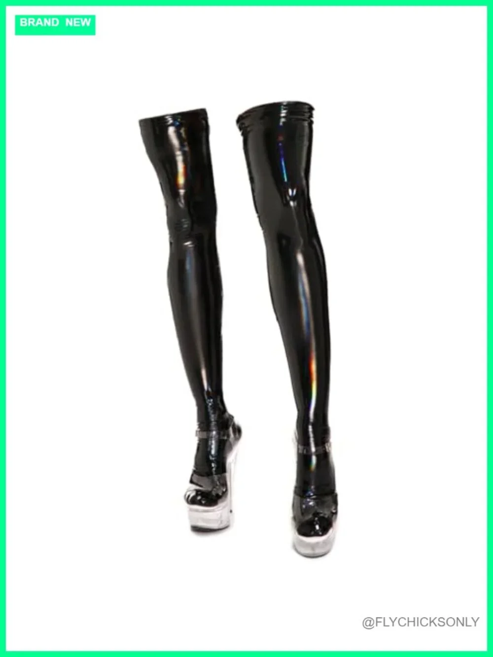 Shiny PU Thigh High Stockings Over Knee Elastic Shaping Socks